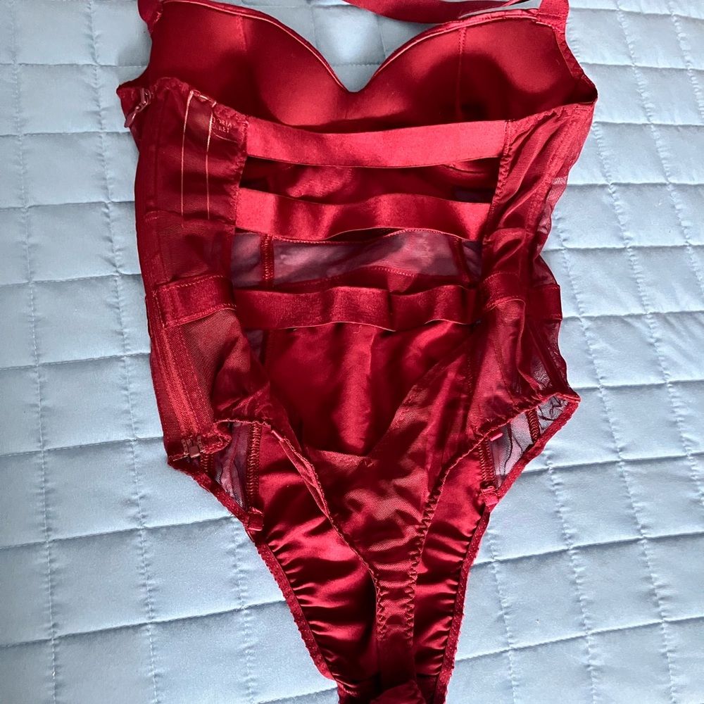 Victoria's Secret Red Satin Bodysuit